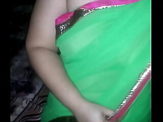 Shonali dressed shut down roughly green sari